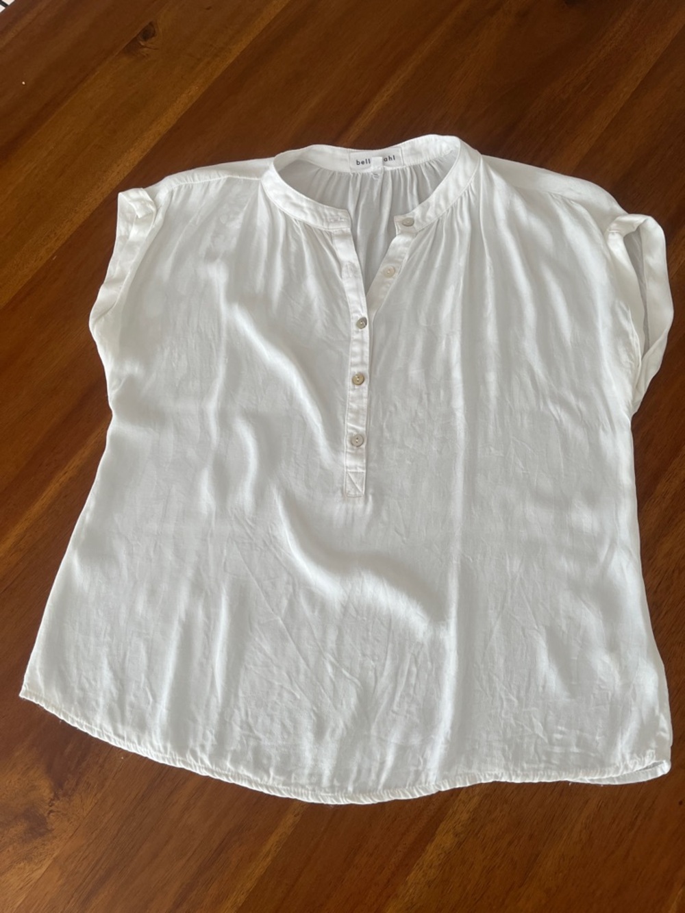 Bella Dahl White Short-Sleeve Popover Blouse XS
